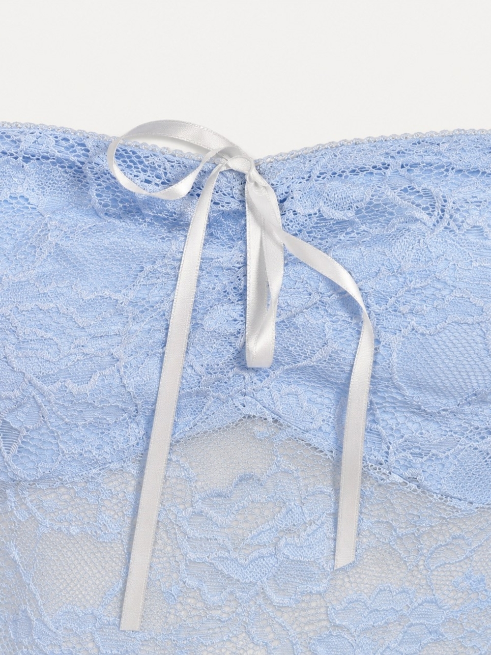 Princess Polly Light Blue Lace Strapless Tube Top with Satin Bow, NWT - Picture 3 of 9